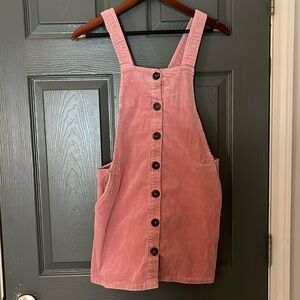 Pink Love Tree women’s Corduroy Pocket Mini Overall Dress Jumper Size Medium